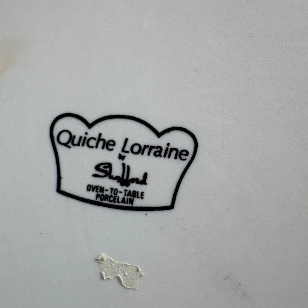 Vintage Shafford Quiche Lorraine Recipe Dish Oven to Table Porcelain Fluted 9.5